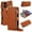 Brown, variant on ELEHOLD For iPhone 16 Plus Phone Case Leather Crossbody Zipper Card Wallet Flip Case Kickstand Cover, with Ring Holder,Full Body Protection-Black