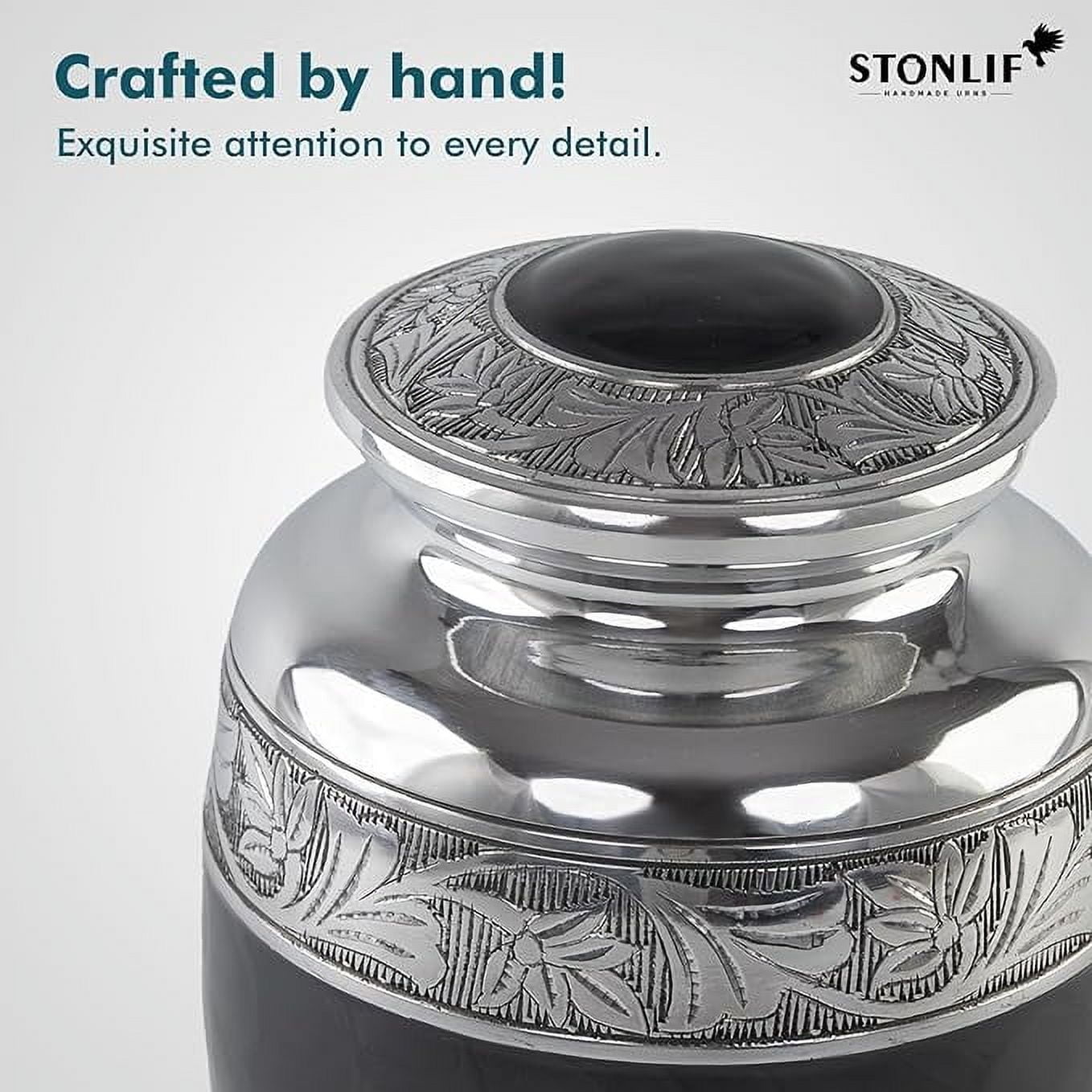STONLIF Angel Wings Cremation Urns for Human Ashes Adult Female, Male - Decorative Urn for Home, Burial or Funeral - Cremation Urns for Women and Men - Black, Angel Wings, large