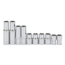 CASOMAN 10 Piece Impact Socket Set, 1/4" & 3/8" Drive, Deep & Shallow, 10mm, Metric, Mirror Chrome Finish