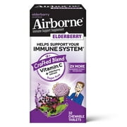 Airborne Vitamin C Immune Support Chewable Tablets, Elderberry Flavor, 32 Count