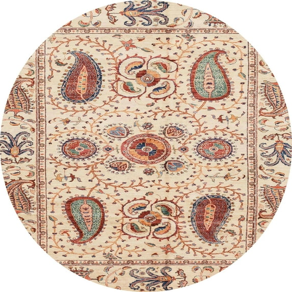 Ahgly Company Indoor Round Abstract Rust Pink Abstract Area Rugs, 6' Round