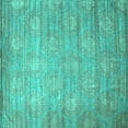 thumbnail image 1 of Ahgly Company Machine Washable Indoor Square Abstract Turquoise Blue Contemporary Area Rugs, 3' Square, 1 of 4