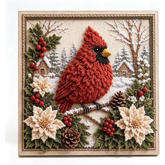 3D Christmas Fabric Poke Art Kit | DIY Christmas Craft Kit with Simple Illustrated Guide,Handmade Fabric Poke Art Kit for Adults and Beginners Great Christmas Decor Gifts