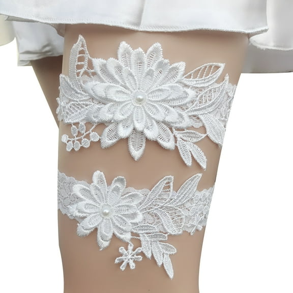 White Garters for Bride Wedding Garter Lace Bridal Garter Party Leg Thigh Garters for Women