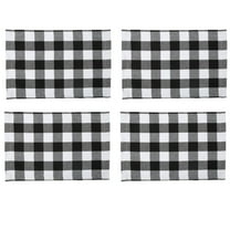 Checkered Place Mats, Plaid Checkered Placemats,Quality Thin and Durable Placemats for Dining Table,Decorative Kitchen Cotton Table Placemats,White,17.32x11.41"