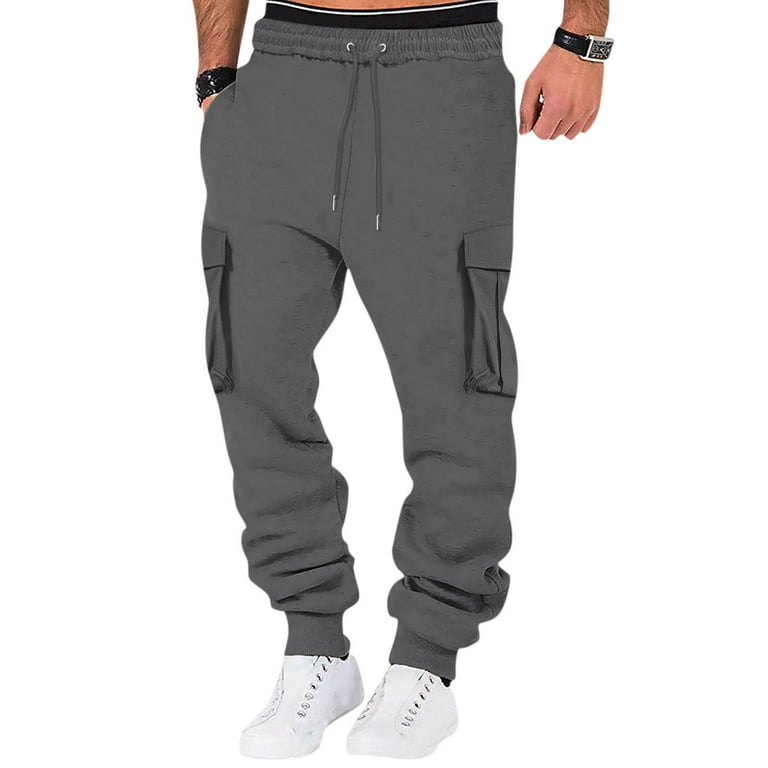 JUNEYUNG Mens Nylon Long Mens Cargo Short Mens Sweatpants With Built In Socks Loose Sweatpants Men Mens Elastic Bottom Sweatpant Sweatpants Pockets Dad Gifts Sale Clearance Walmart