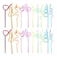 thumbnail image 1 of Miangastore 20Pcs Novelty Creative Shape Straws Plastic Straws Creative Drinking Straws Random Color, 1 of 8