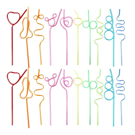 UPGRATOR Reusable Washable Straws Fish Shape For Birthday Party 20Pcs 10.2x1.2in