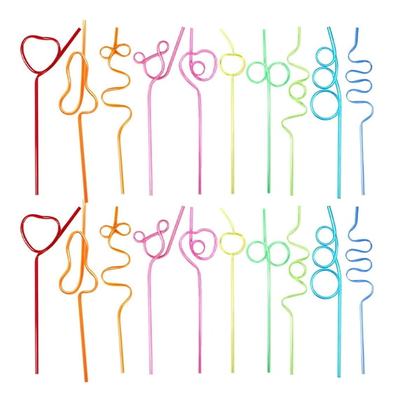 UPGRATOR Reusable Washable Straws Fish Shape For Birthday Party 20Pcs 10.2x1.2in