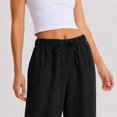 thumbnail image 4 of Wrongduck Women's Wide Leg Pants High Rise Flowy Trousers with Pockets, Wrinkle Resistant Casual Work Business Lounge Pants, 4 of 6
