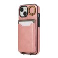thumbnail image 7 of Wallet Back Case for iPhone 15 with Wrist Strap, Stylish Magnetic Card Holder Finger Ring Kickstand PU Leather Lanyard Shockproof Slim Phone Case Cover for iPhone 15, Pink, 7 of 7