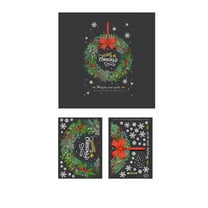 Beautynvta Christmas Window Stickers, Christmas Wreath Glass Stickers, Merry Christmas Wreath with Red Bow Window Clings Decorations, Large DIY Wreath Wall Window Door Decal Sticker
