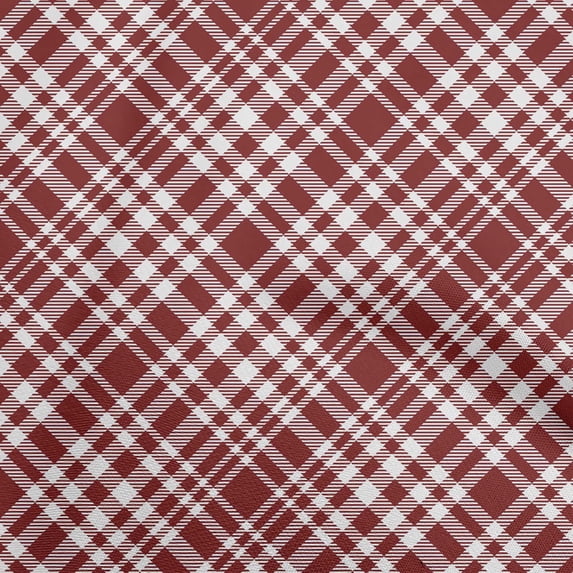 oneOone Cotton Poplin Twill Maroon Fabric Check Fabric For Sewing Printed Craft Fabric By The Yard 56 Inch Wide