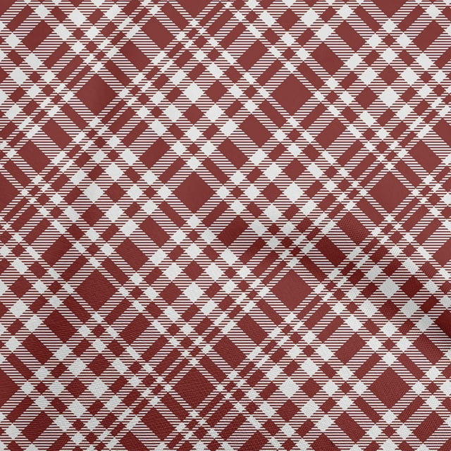 oneOone Cotton Poplin Maroon Fabric Check Craft Projects Decor Fabric Printed By The Yard 42 Inch Wide
