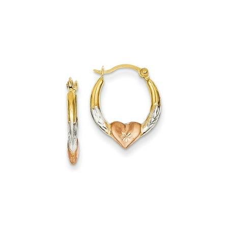 Set Tri Color Earrings 14kt Yellow Gold Tri Color Heart Hoop Earrings Ear Hoops Set Love Fine Jewelry Ideal Gifts For Women Gift Set From Heart ()