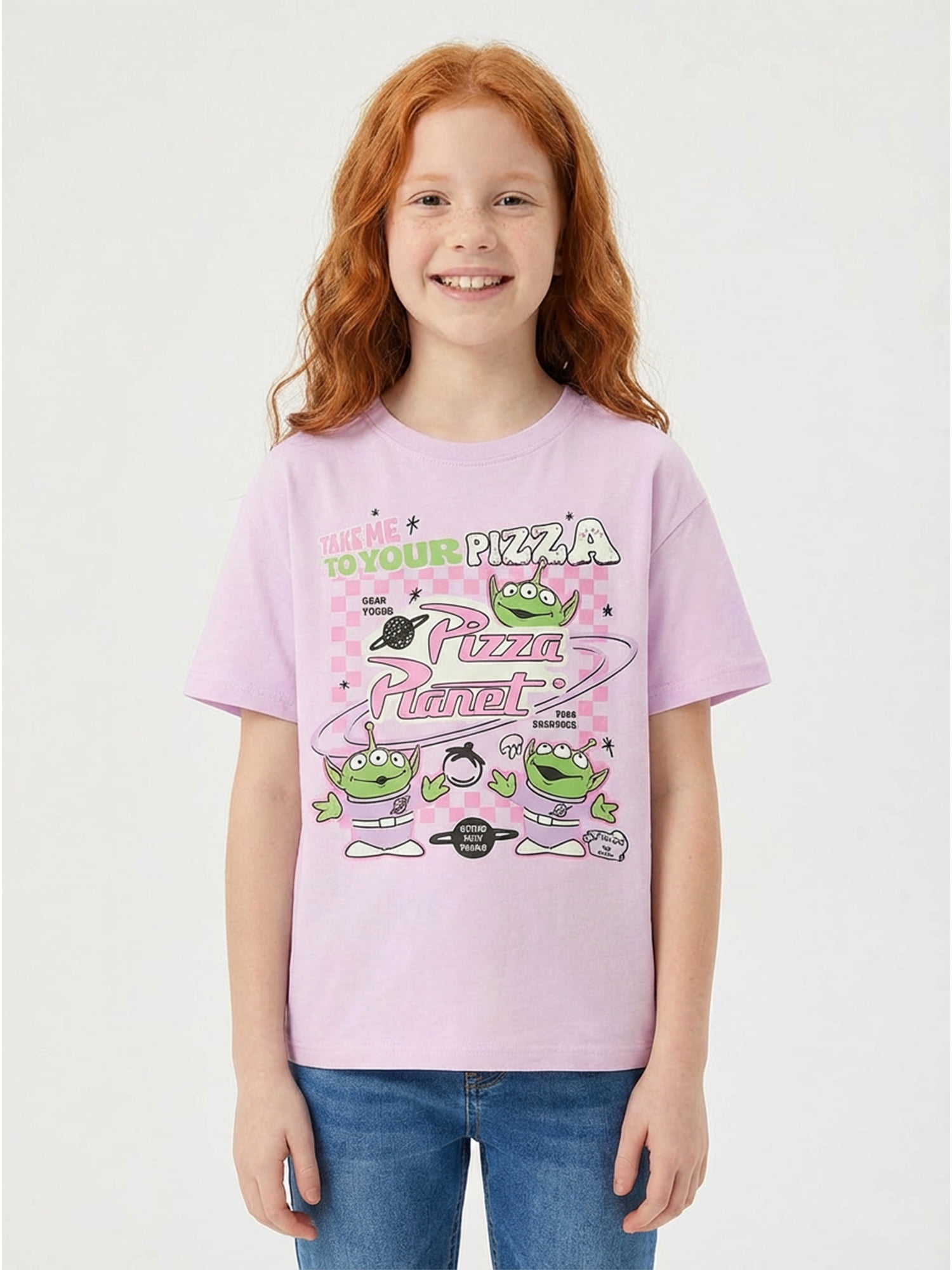 Toy Story Girls Take Me To Your Pizza Graphic T-Shirt with Short Sleeves, Sizes 4-16