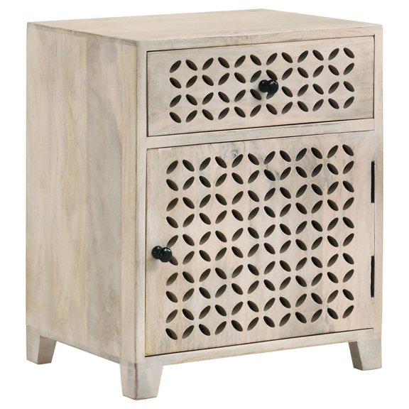Newboti Furniture White Washed 1-Door Accent Cabinet with Drawer 68041