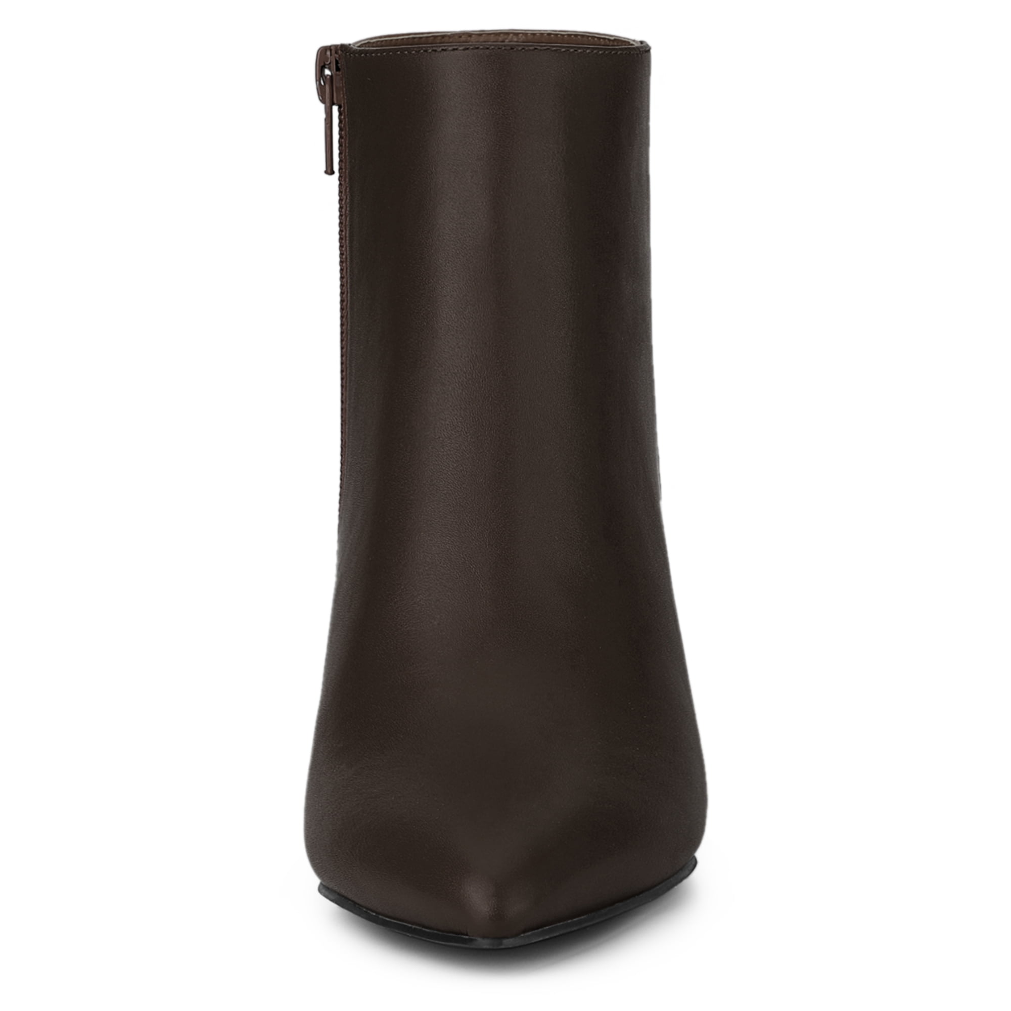 DARING DIVA Women's Pointed Toe Zipper Stiletto Heel Ankle Wrap Boots Coffee 10