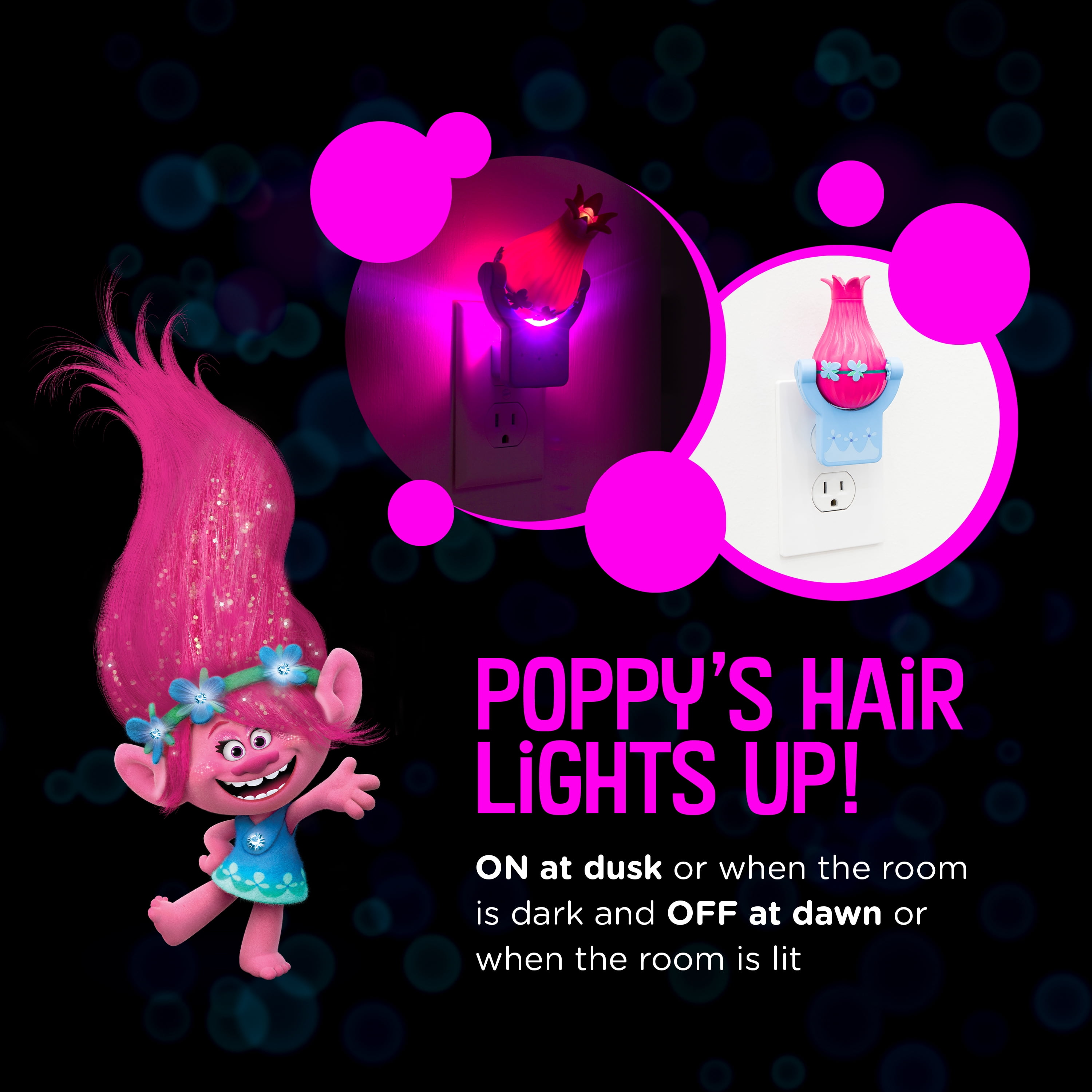 Trolls World Tour Poppy LED Night Light Neon Lamp Timer 4 Hrs Kids 