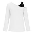 thumbnail image 5 of Women's V Neck Long Sleeve Shirts, Classic off the Shoulder Tops, Fall Base Trendy Outfits, 5 of 6
