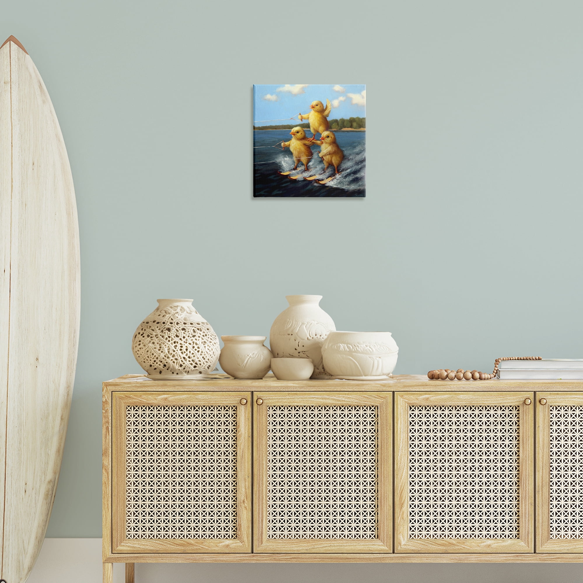 Stupell Industries Water Skiing Chicks Coastal Painting Gallery Wrapped Canvas Art Print Wall Art, 17 x 17