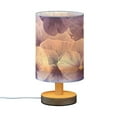 thumbnail image 2 of White and Purple Flowers Table Lamp USB Bedside Desk Nightstand Lamp Printed Gifts Small Lamp Wood Base for Bedroom Living Room Kids Room College Dorm, 2 of 7