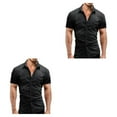 thumbnail image 2 of Minnieouse Camisa de mezclilla delgada para hombre, manga corta, estilo americano, cierre de botones, ajuste muscular, ropa informal, camiseta de Type7 NO7, 2 of 6