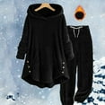 thumbnail image 2 of UJNDER Women's Hooded Tracksuit Set Winter Warm Long Sleeve Pants Outfit Casual Loungewear Cozy Two Piece Suit Pant Suits for Women Black XXXXL, 2 of 3