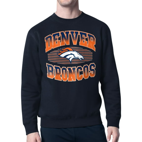 Men's Starter Navy Denver Broncos Team Grit Graphic Fleece Pullover Sweatshirt