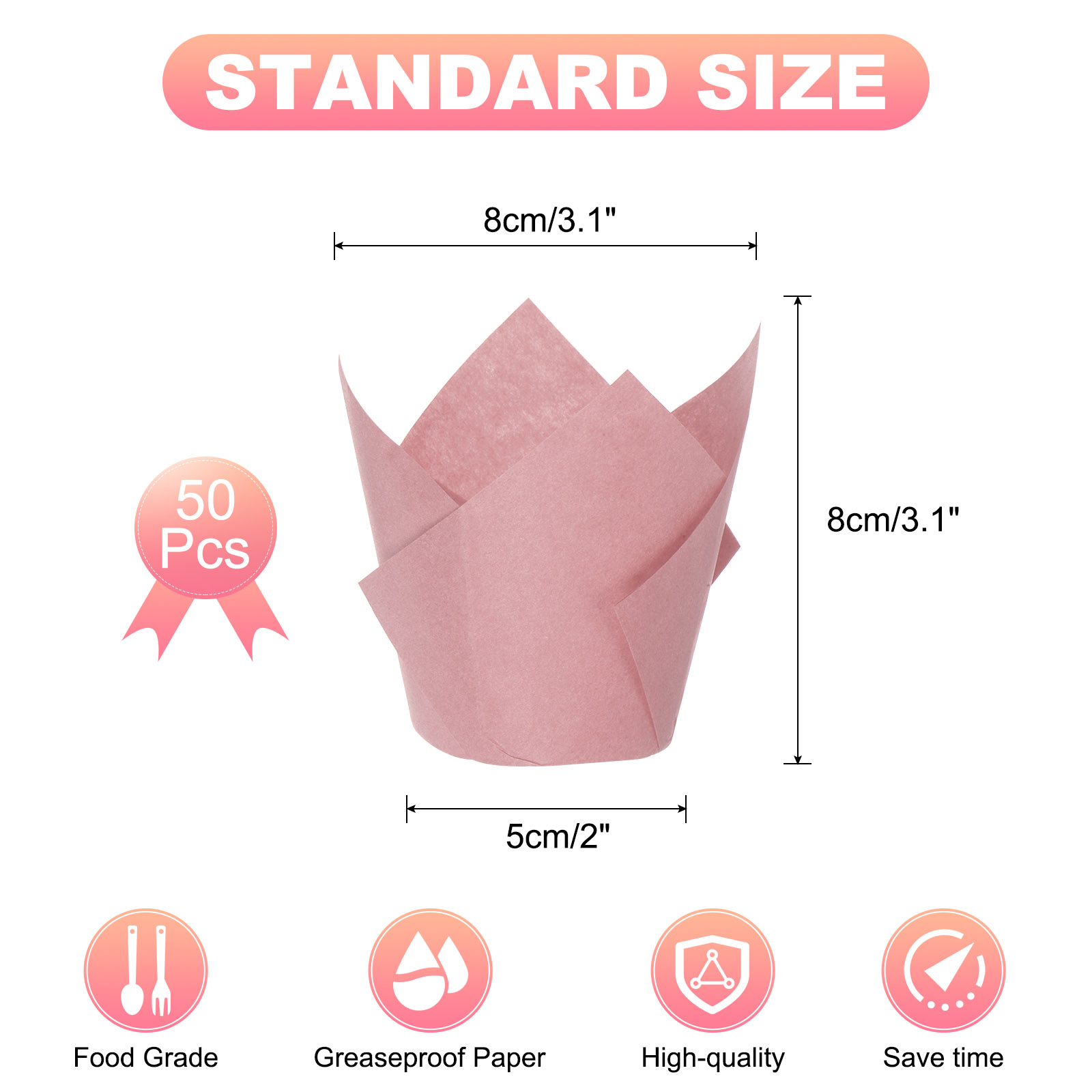 Unique Bargains Durable Tulip Baking Cups for Festivals and Special Occasions Pink