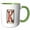 Green/White, variant on 3drose, Alluring Letter K. Grunge Metal Monogram, Industrial Style Art Gift, 11oz Two-tone Blue Mug