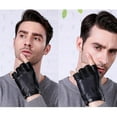 thumbnail image 5 of PMVFHDE Riding Half Finger Leather Gloves for Men Women, Outdoor Fitness Secure Fingerless Gloves Black，One Size, 5 of 8