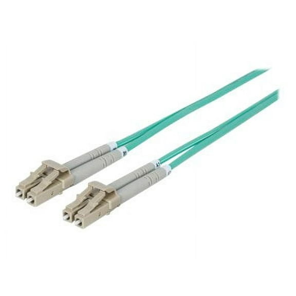 Intellinet 10ft Fiber Optic LC/LC OM3 50/125 Multimode Duplex Cable, Aqua