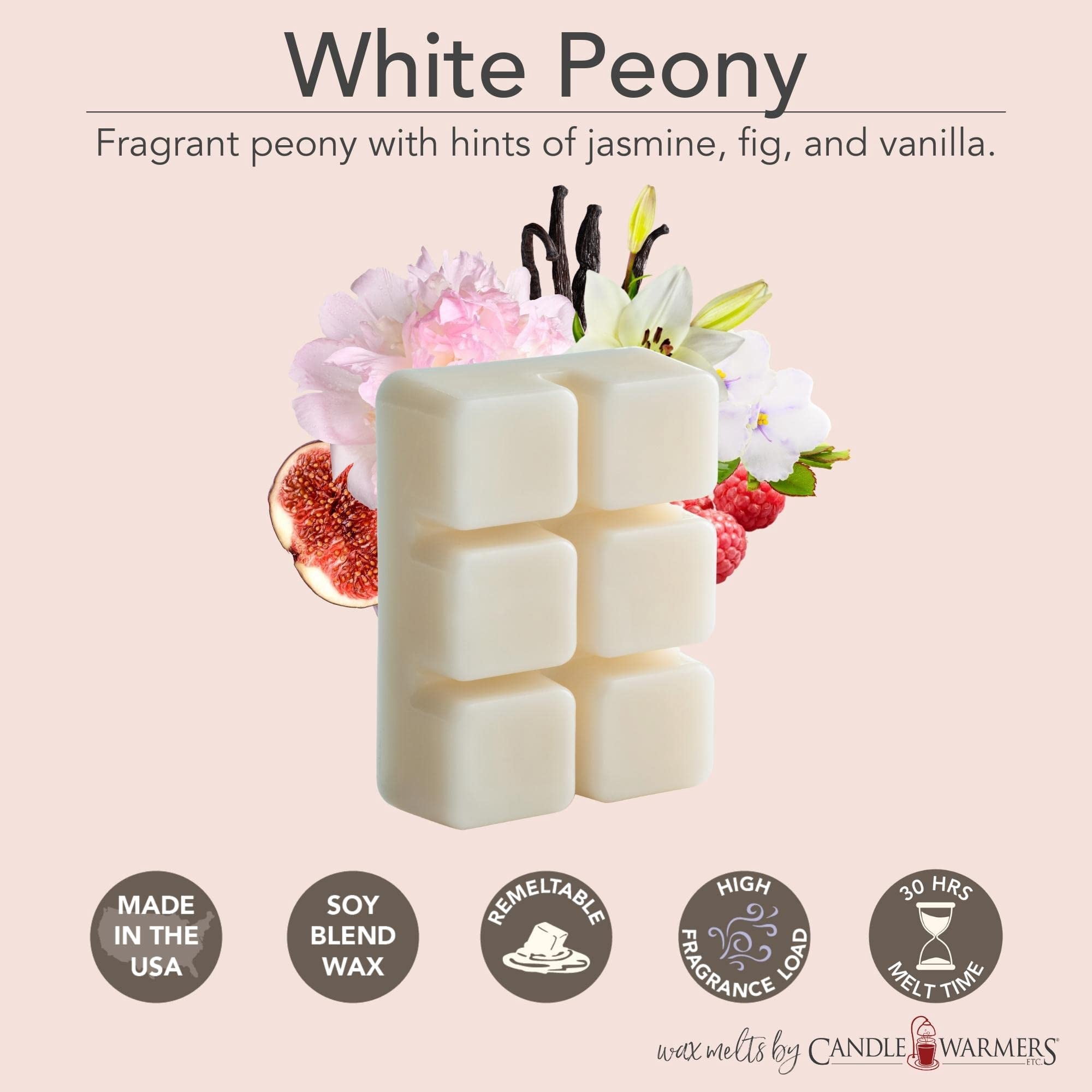 CANDLE WARMERS ETC Soy Wax Blend Classic Fragrance 2.5 oz Wax Fragrance Melt Tart, White Peony (Pack of 10)