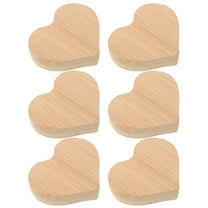 SOPOTUTU 6 Pieces Khaki Wooden Hearts for Crafts, Home Decoration, Wedding, and Art Projects