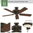 thumbnail image 6 of Hunter 52 inch Indoor Ceiling Fan with LED Light - Brown Ceiling Fan with Pull Chain, For Bedroom or Living Room, Standard Mount, No Remote, 5 Blades - Italian Countryside 53200, P.A. Cocoa, 6 of 17