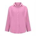 thumbnail image 4 of XFLWAM Long Sleeve Button Down Shirts for Women Collared Lightweight Textured Casual Shacket Tops Pink L, 4 of 6