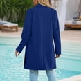 thumbnail image 3 of Fnooota Womens Blazer Jackets, Lapel Collar Open Front Casual Mid-length Work Business Blazers Blue Size XL, 3 of 6