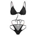 thumbnail image 5 of vigerkar Women Sexy Pearl Bikini Set, String Triangle High Cut 2 Piece Swimsuit，Criss Cross Cheeky Bathing Suit Beach Swimwear (Black, S), 5 of 9