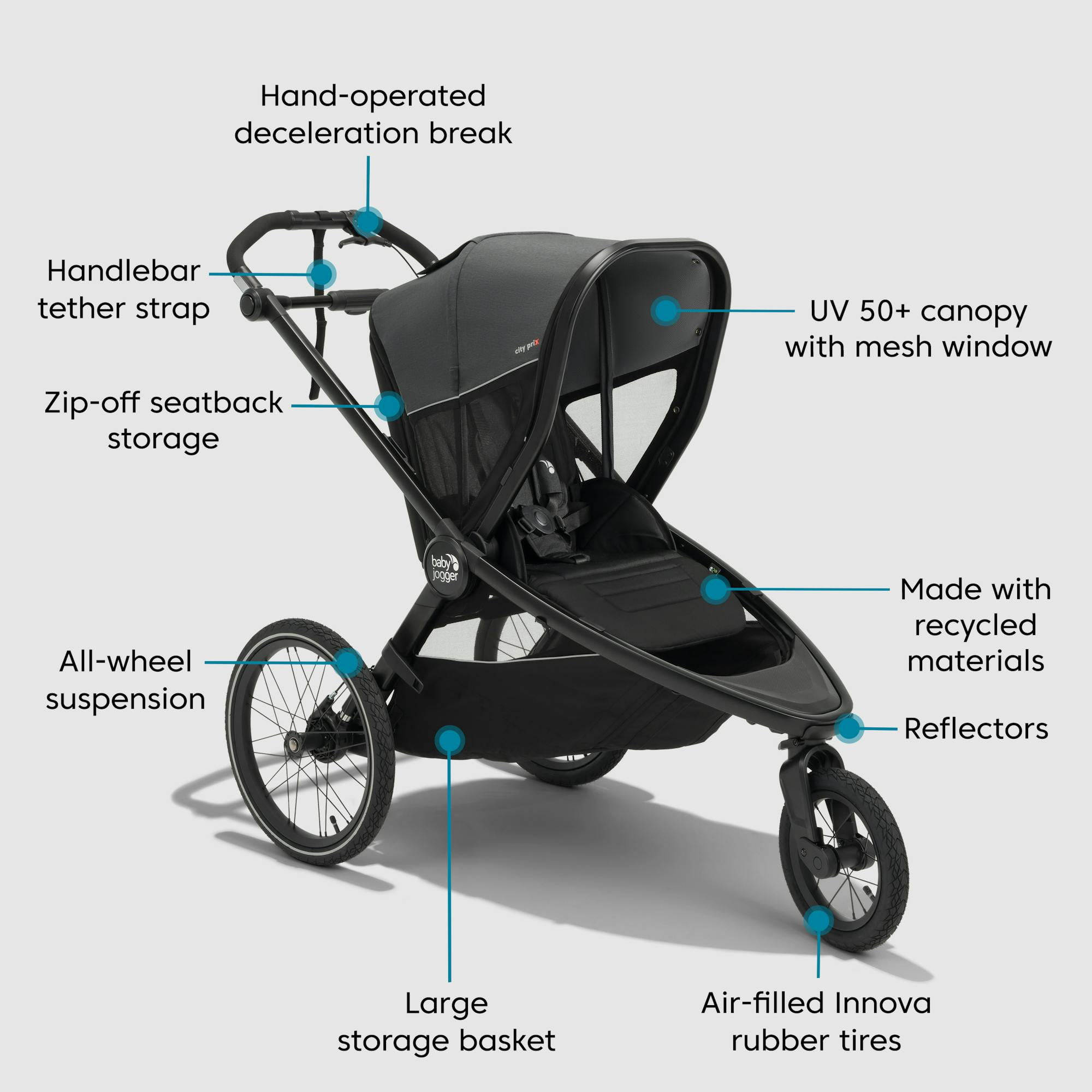 Baby Jogger city prix jogger x bike trailer, Ambition Black