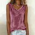 thumbnail image 4 of AUNVITO Women's Sleeveless Tank Top with Draped Cowl Neck Solid Color Elegant Minimalist Design for Casual Wear, 4 of 8