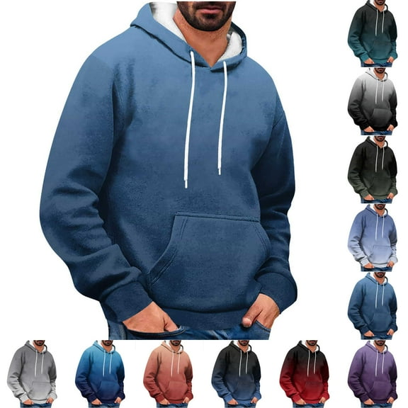 Mens Casual Fleece Hoodies Long Sleeve Loose Oversized Pullover Sweatshirt Drawstring Hooded Sweatshirts with Pockets