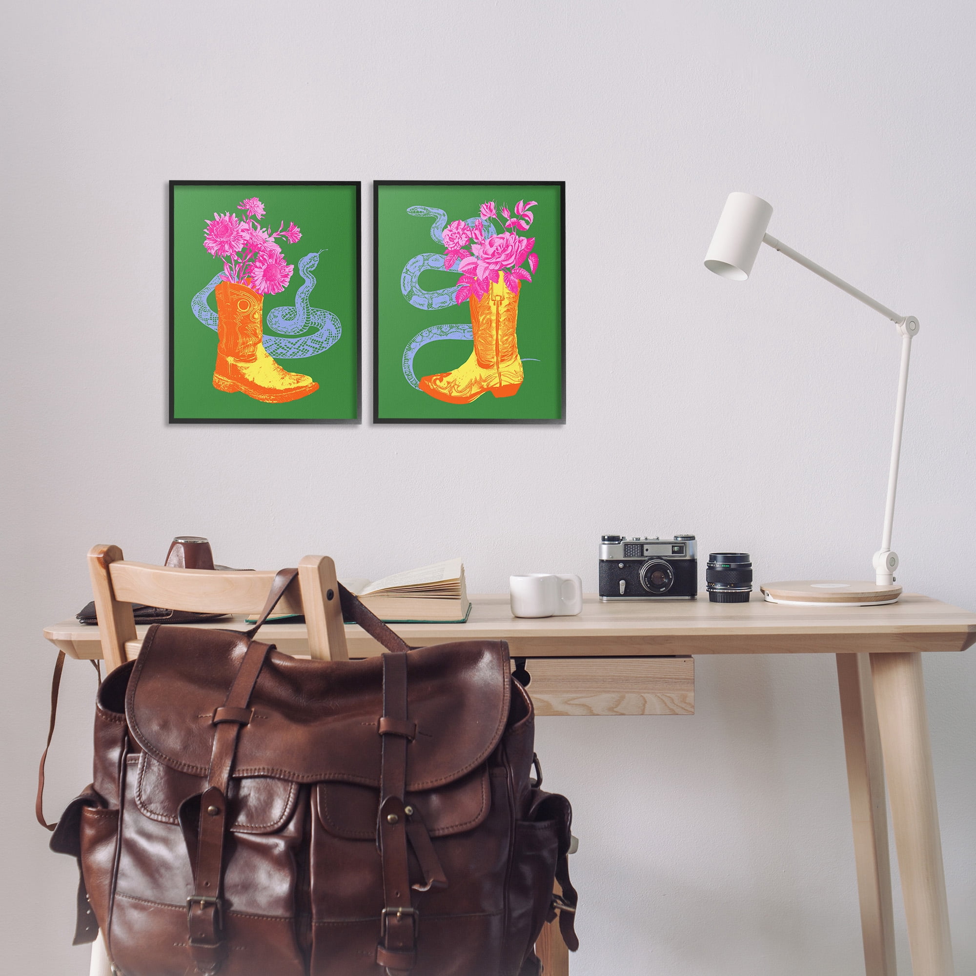 Stupell Industries Cowgirl Bouquets & Snakes Botanical & Floral Painting Black Framed Art Print Wall Art, 11 x 14, Set of 2