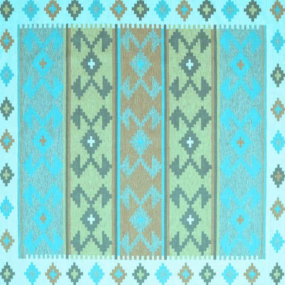 Ahgly Company Indoor Square Abstract Light Blue Contemporary Area Rugs, 4' Square