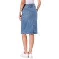 thumbnail image 3 of INSPIRE CHIC Denim Skirt for Women High Waist Split Back Pockets Knee Length Pencil Skirt S Sky Blue, 3 of 6