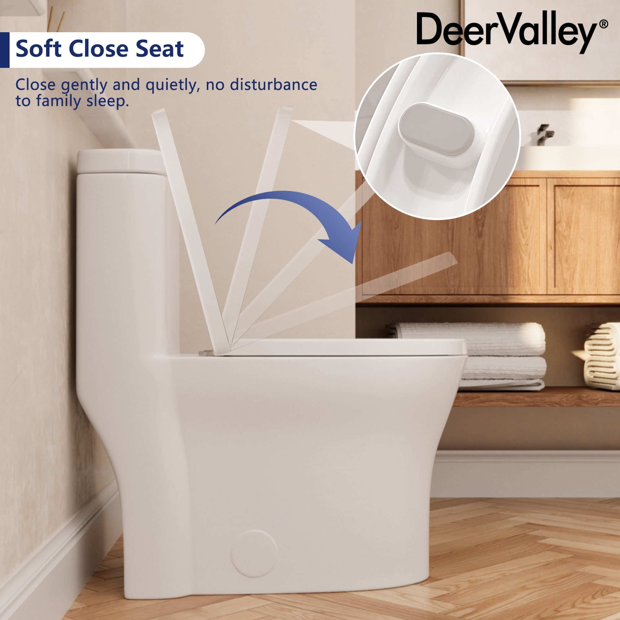 DV-1F0197 One Piece Toilet Modern Toilet, Fully Skirted Dual Flush Bathroom Toilets Standard Size White Toilet (Seat Included)