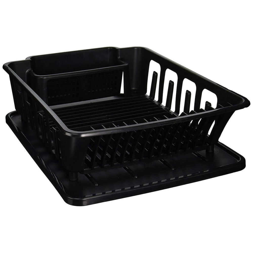 2pc Large Sink Set, Black Dish drying rack