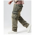 thumbnail image 3 of Men's Hip-hop Pants Nostalgic Retro Multi-pocket Casual Plus Size Overalls Fashion Loose Skateboard Jeans, 3 of 4