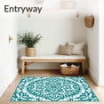 thumbnail image 3 of ODIKA 2'x3' Machine Washable Non-Slip Area Rug, Intricate Spiral with Ornate Floral and Swirling Motifs High Traffic Rug, Teal, 713872, 3 of 7