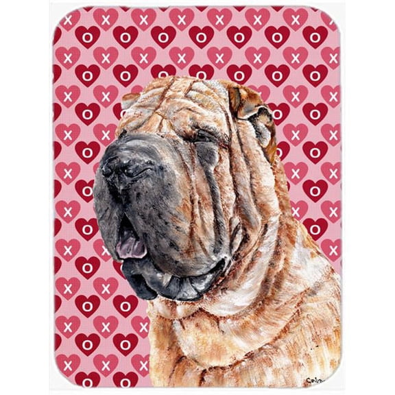 Shar Pei Hearts And Love Mouse Pad, Hot Pad Or Trivet, 7.75 x 9.25 In.